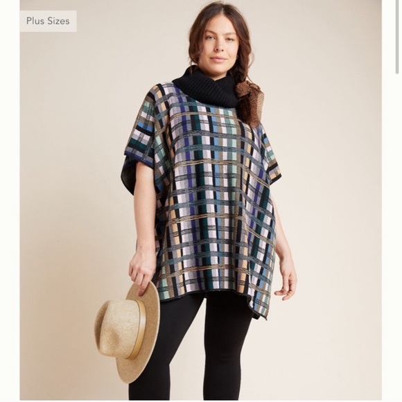 NWT Anthropologie Aldomartins Gracie plaid poncho - Picture 2 of 9